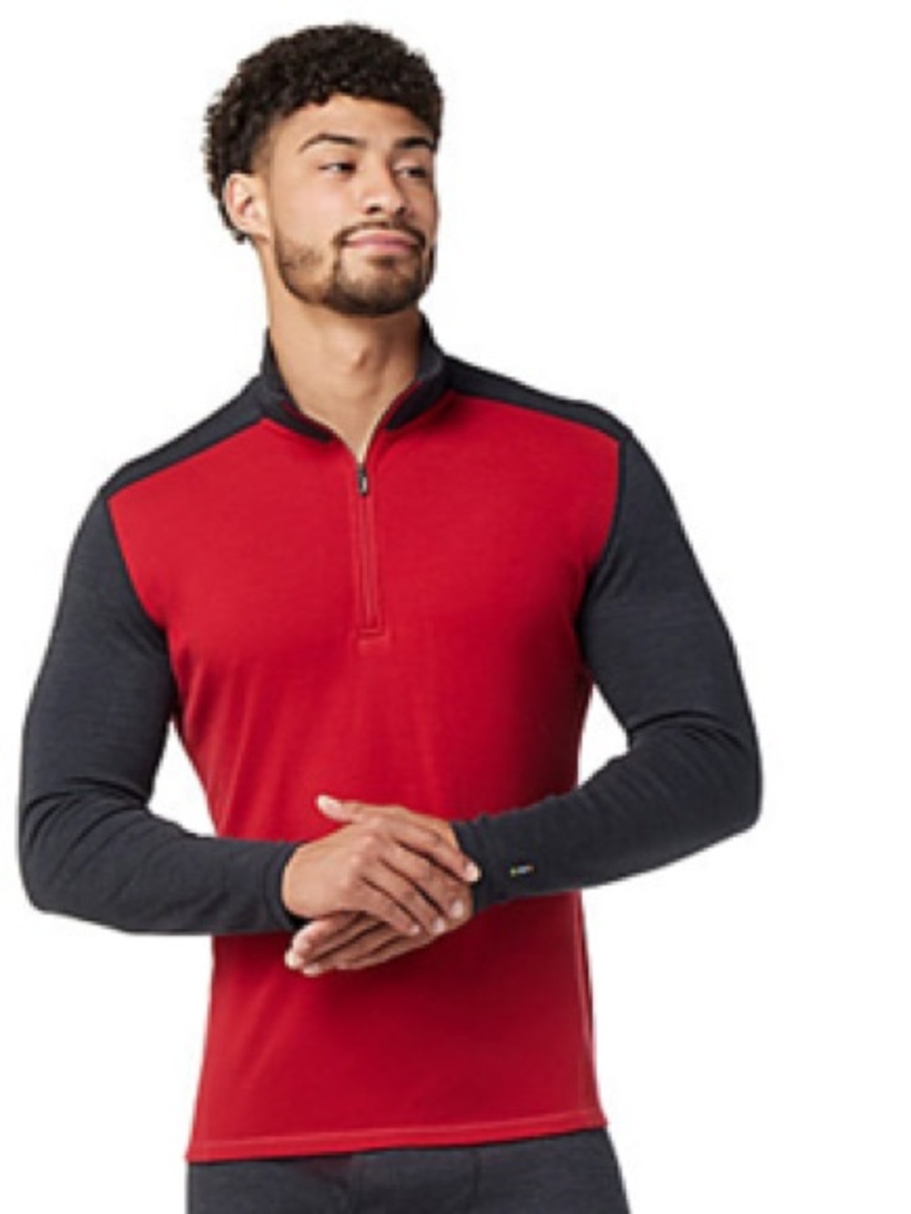 New Smartwool Men's Classic Thermal Merino Base Layer Quarter Zip XL red gray
